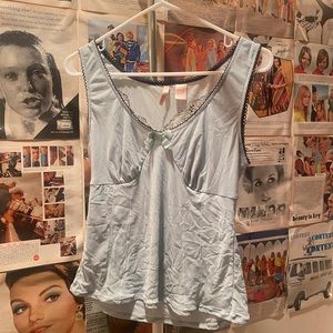 Vintage mint lingerie top with black lace trim great condition!